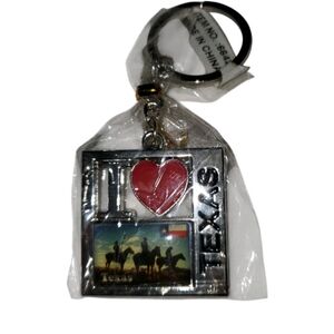 Texas Keychain with Red Heart and Cowboy Design